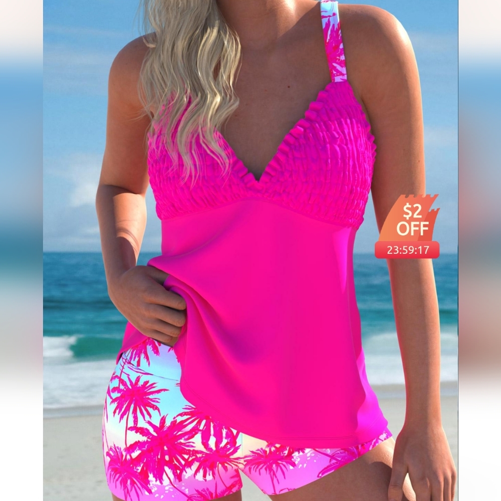 Two Piece Bathing Suit XL, Board Shorts Style, Never Worn